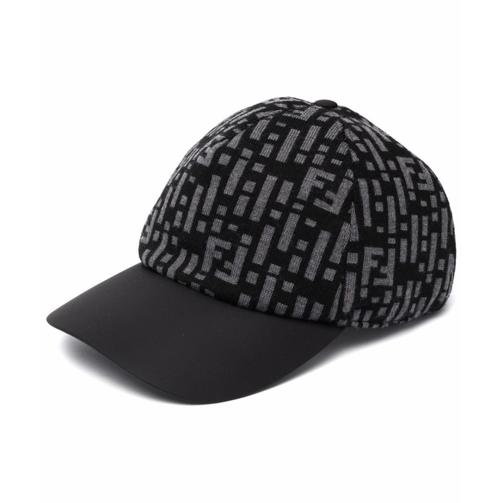 Fendi Black and Gray Patterned Cap